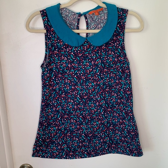Modcloth Collared Blue Floral Printed Top SZ M - Picture 7 of 7